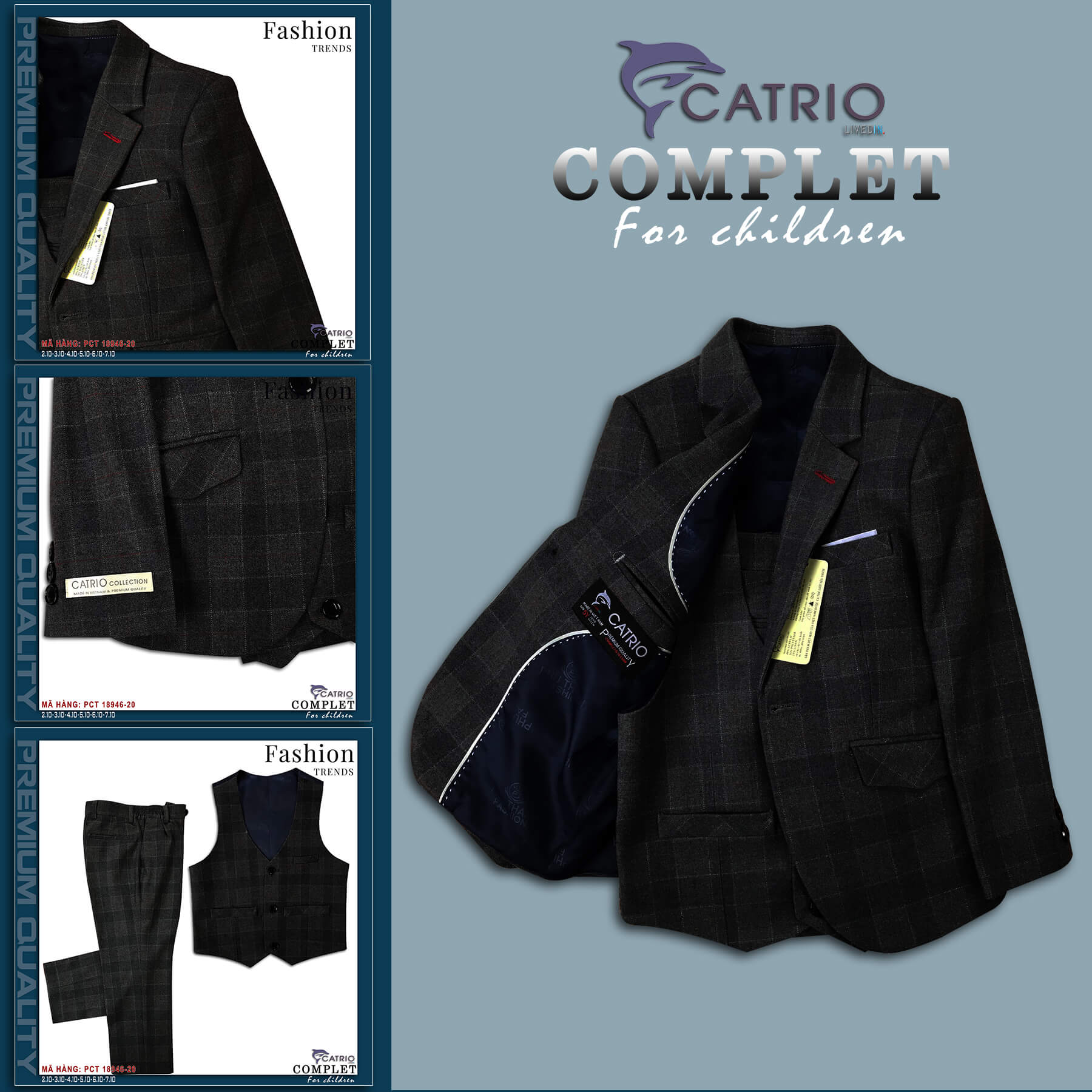 BỘ COMPLET TRẺ EM CATRIO PCT18946/20 CHO BÉ TRAI TỪ 2 TUỔI ĐẾN 7 TUỔI THUỘC BST BỘ ĐỒ QUẦN ÁO TRẺ EM MÙA LỄ TẾT TIỆC CƯỚI NĂM 2021