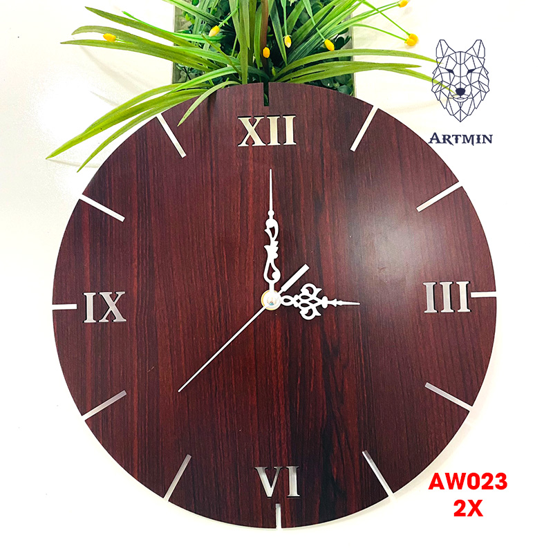 AW023 - Đồng Hồ Gỗ Treo Tường – Décor Trang Trí Số La Mã