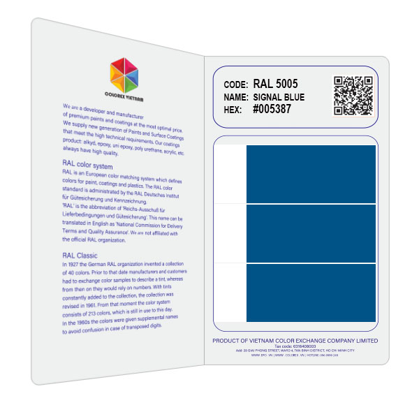 THẺ SO MÀU RAL FLASH CARD - MÀU RAL 5005