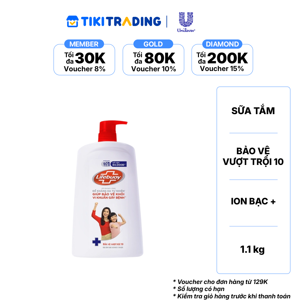 LIFEBUOY Sữa Tắm Bảo Vệ Vượt Trội (Đỏ) 1.1Kg