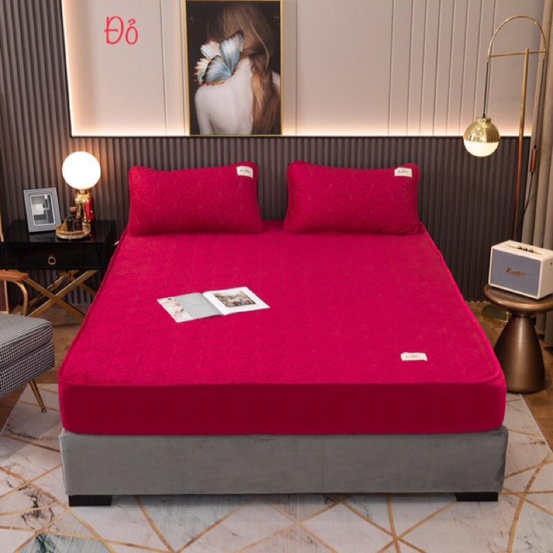 Thảm nỉ nhung trần trám pha lê 1m6x2m 3 món với thiết kế túi đựng