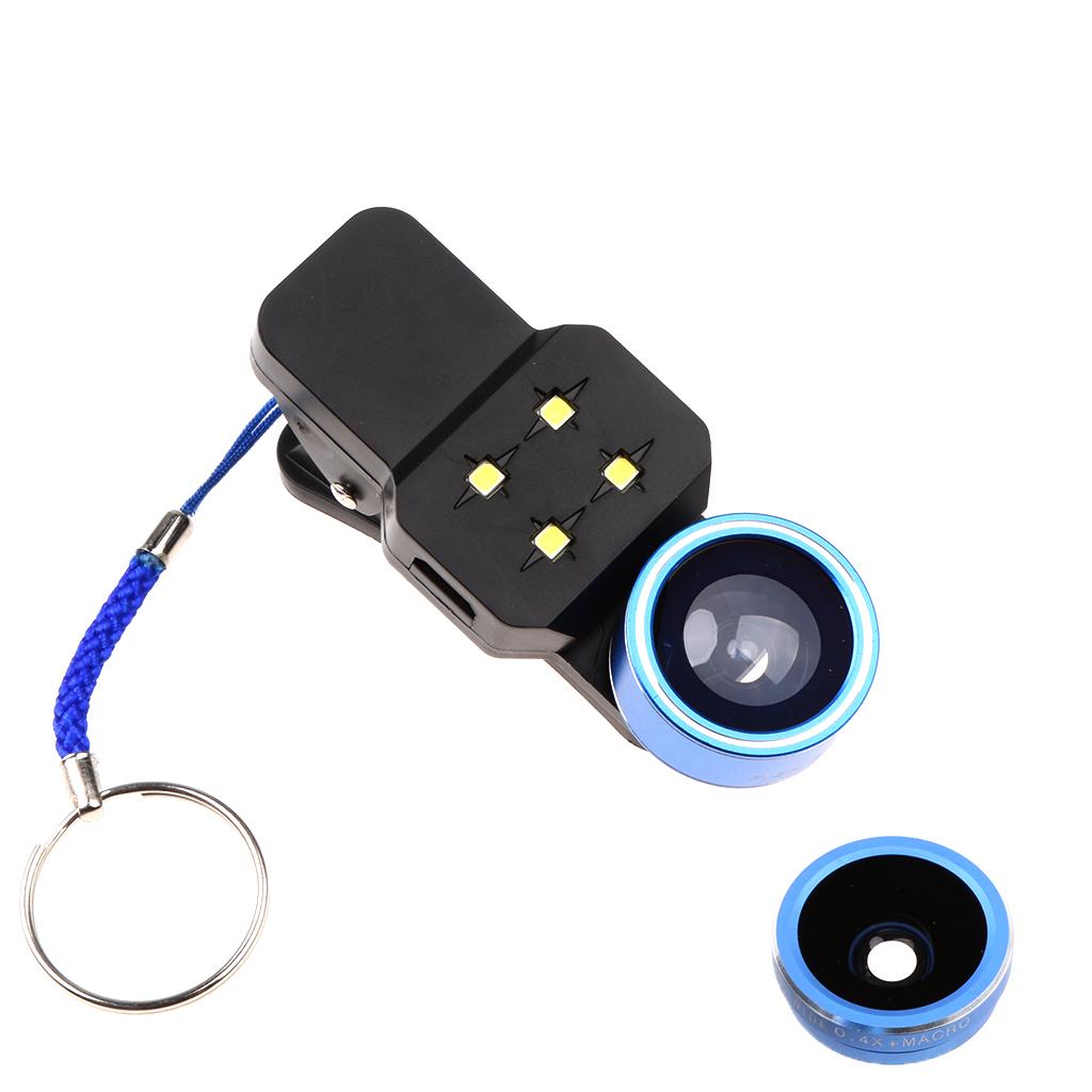 Clip On Camera Lens with LED Light for Mobile Phone/Tablet