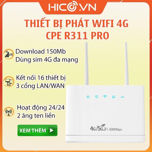 Bộ Phát Wifi 3G 4G CPE R311 Pro- 300Mb 3 Cổng LAN, Hỗ Trợ 16 Thiết Bị Chuyên Lắp Xe Khách, Văn Phòng