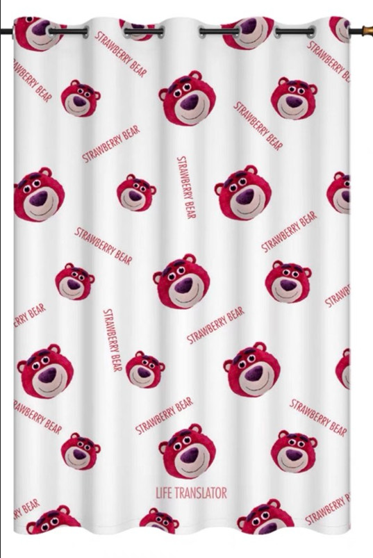Rèm Khoen Lỗ, Khoen Ri đô, Rèm Dán Tường Mẫu STRAWBERRY BEAR Chống Nắng Tốt, Nhiều Size