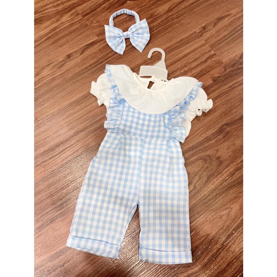 Set đồ thiết kế bé gái, bộ đồ bay caro xanh bé gái dành đi Thôi Nôi, Sinh Nhật 8-23kg Angel Baby Thời Trang Thiết Kế