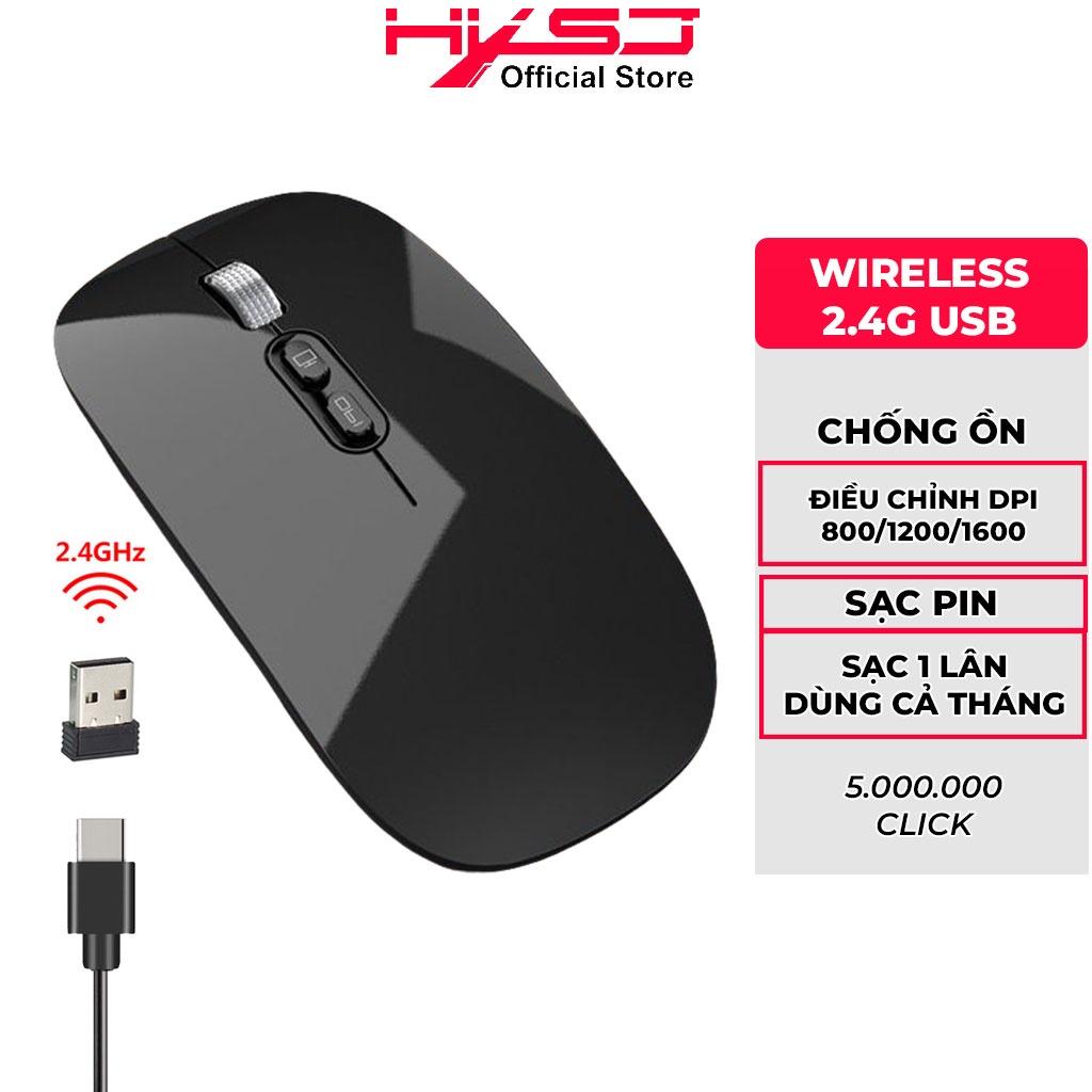 Chuột không dây HXSJ M103 wireless tự sạc pin siêu mỏng không gây tiếng ồn chuyên dùng cho Máy tính, pc, Laptop, Tivi - Hàng Chính Hãng