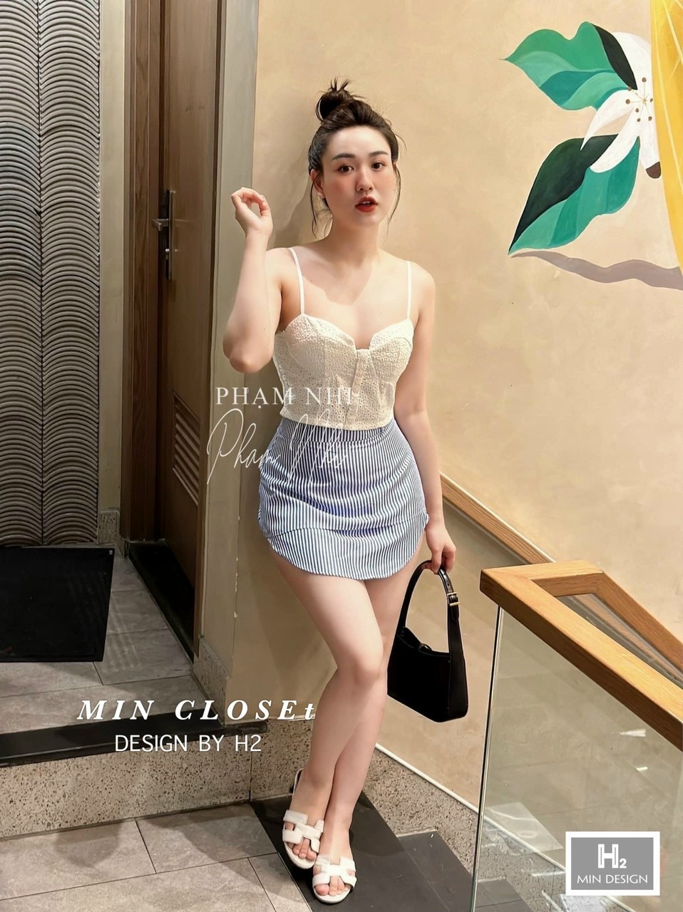 Sét áo ren 2 dây cúp ngực chân váy kẻ