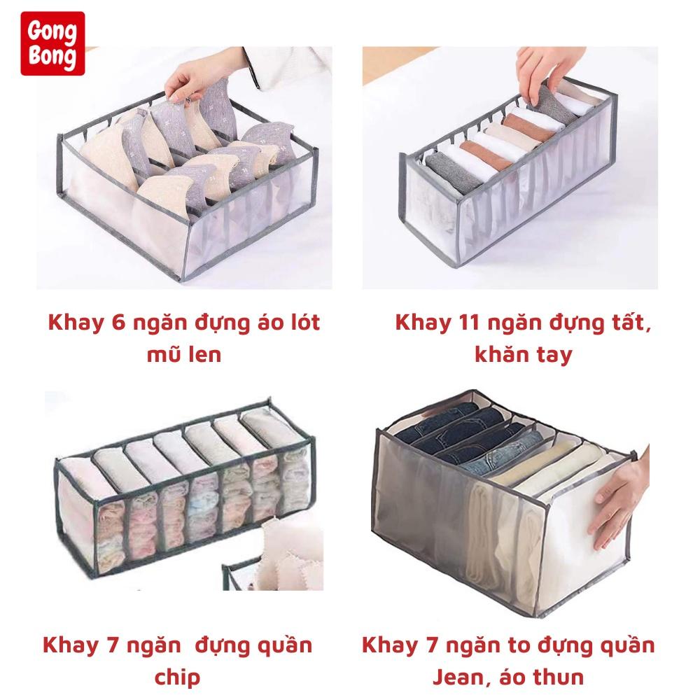 Khay túi vải size to đựng quần áo Khay đựng quần jean 7 ngăn Túi sắp xếp quần áo cho tủ áo gọn gàng tiện lợi