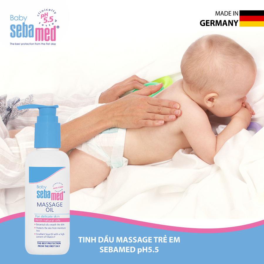 Tinh Dầu Massage Trẻ Em Baby Sebamed Massage Oil Chai 150Ml Từ Đức Giúp Làm Mềm Mịn Da, Bảo Vệ Da, Kích Thích Tuần Hoàn Máu Trẻ, Phát Triển Trí Não