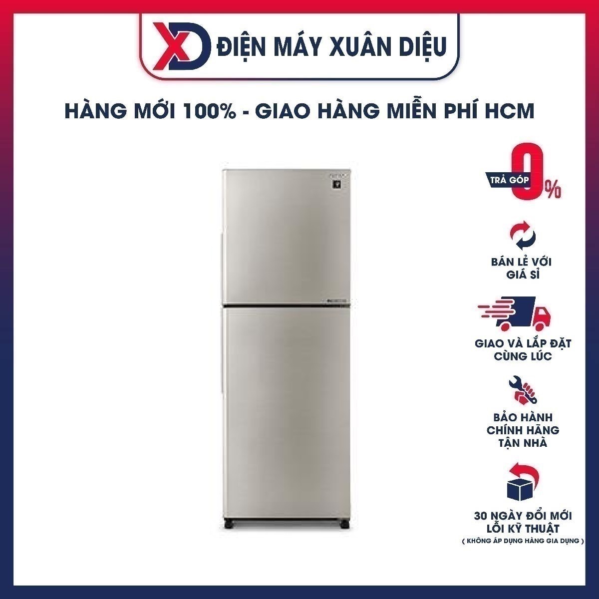 Tủ lạnh Sharp 300L SJ-XP322AE-SL Inverter - Hàng chính hãng (Chỉ giao HCM)