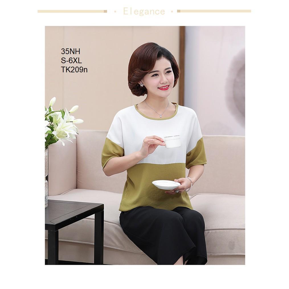 tk98-ÁO TRUNG NIÊN PHỐI MÀU TAY NGẮN S-6XL