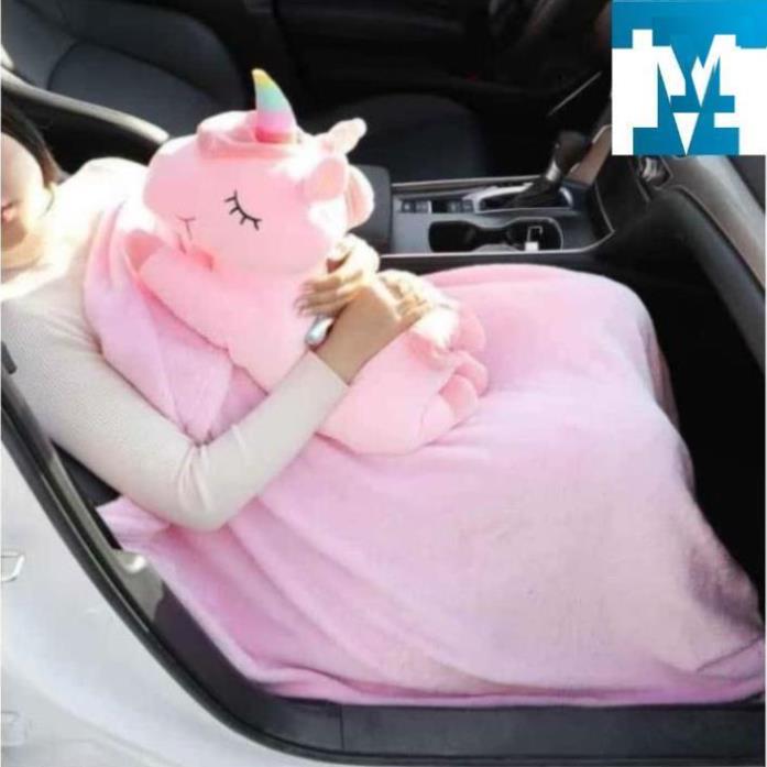 Bộ chăn gối văn phòng hình thú Ngựa Pony Chất Miniso kèm mền bông tuyết