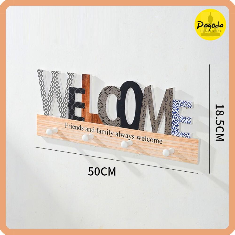 Móc treo, thanh gỗ treo đa năng WELCOME trang trí decor, gỗ Bắc Âu cao cấp => SP mới giá ưu đãi