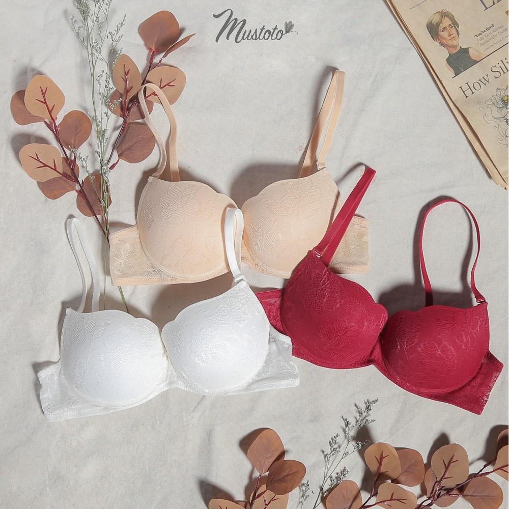 Áo Lót Nữ Ren Mút Dày 3.5cm Nâng Ngực Bra Plumeria (Mustoto MA0501)