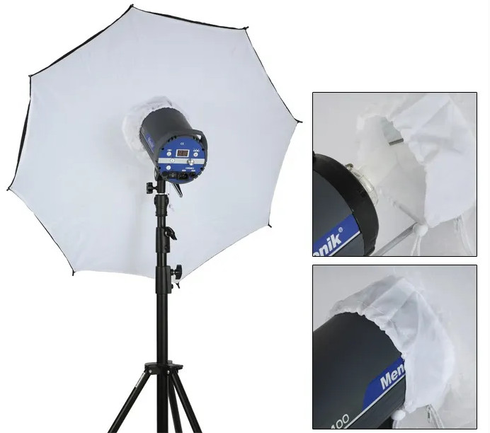 Combo dù phản bát giác và vải softbox 110cm