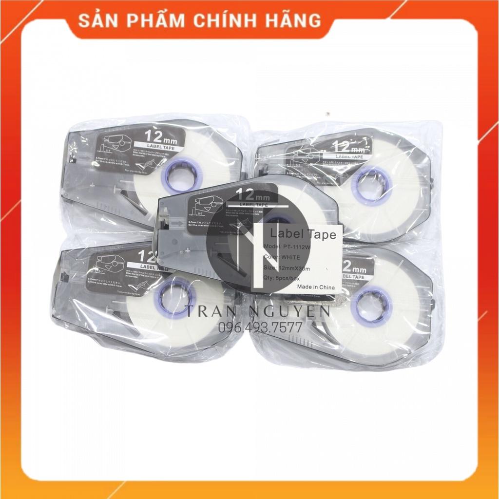 [Combo 5 cuộn] Nhãn in Canon PT-1112w - Đen nền trắng - 12mm x 30m - Hàng nhập khẩu