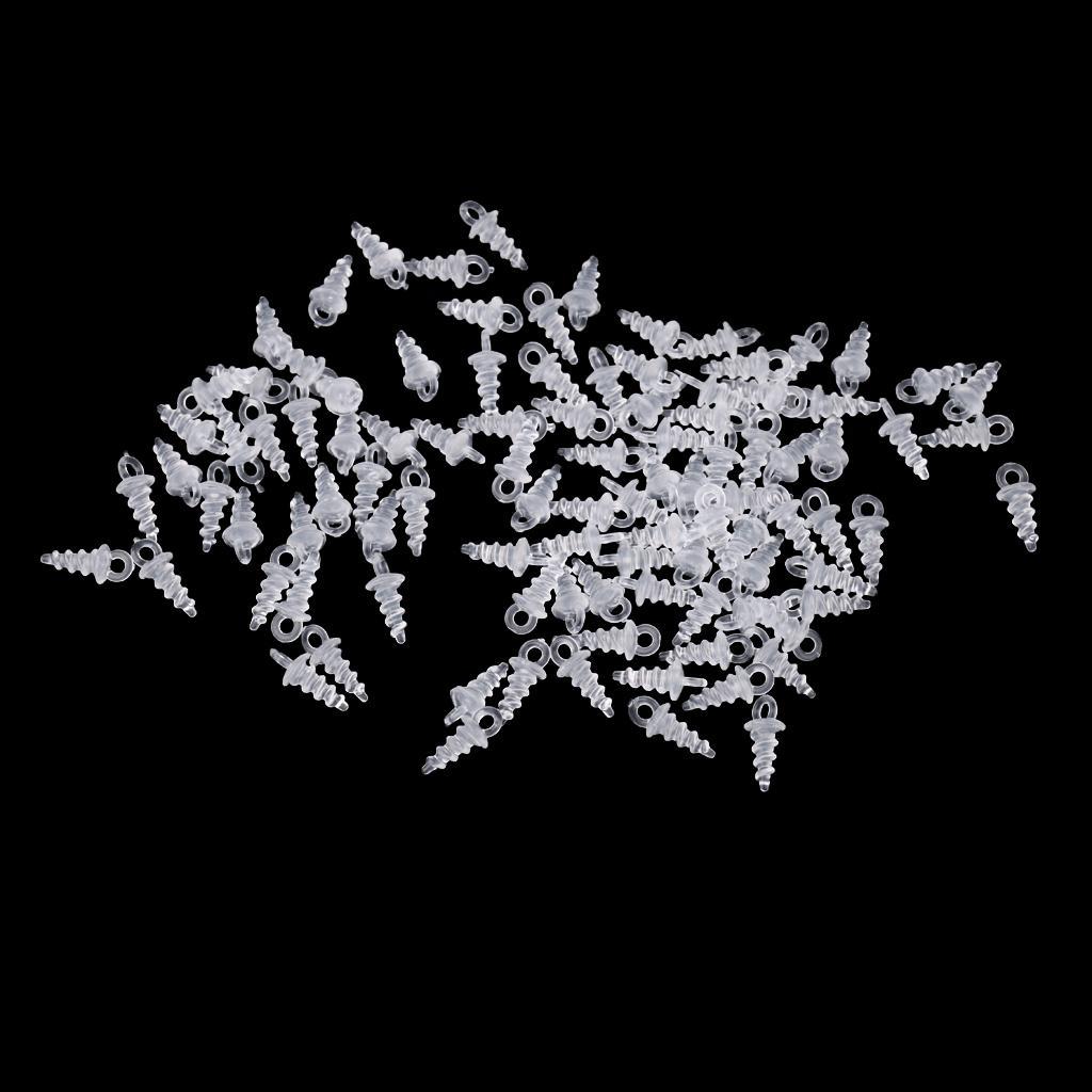 200pcs Bait Screws Pop Up Pegs / Screws Carp Fishing Chod Rigs Transparent