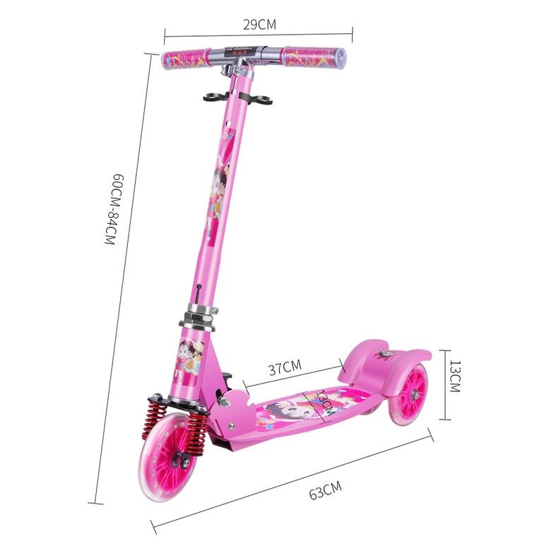 Xe scooter khung sắt cho bé HCM-LOẠI TO Xe trượt trẻ em 3 bánh gấp gọn có đèn phát sáng, khung sắt cứng cáp.