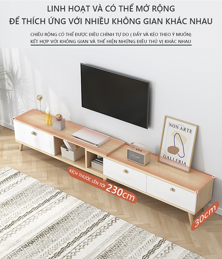 Kệ Tivi Phòng Khách Thiết Kế Hiện Đại Sang Trọng Thay Đổi Được Kích Thước Thương Hiệu IGA - GP218