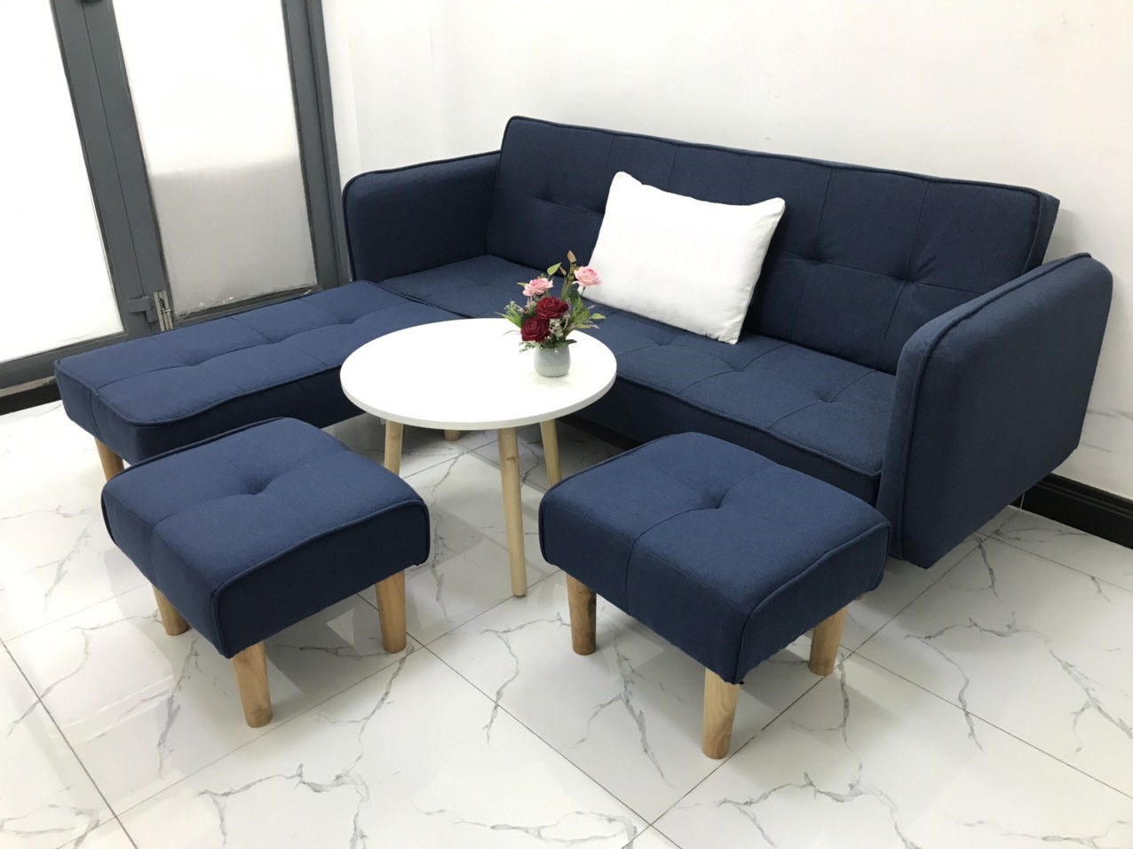 Cả bộ sofa bed L sofa giường tay vin phòng khách salon sivali09 sopha