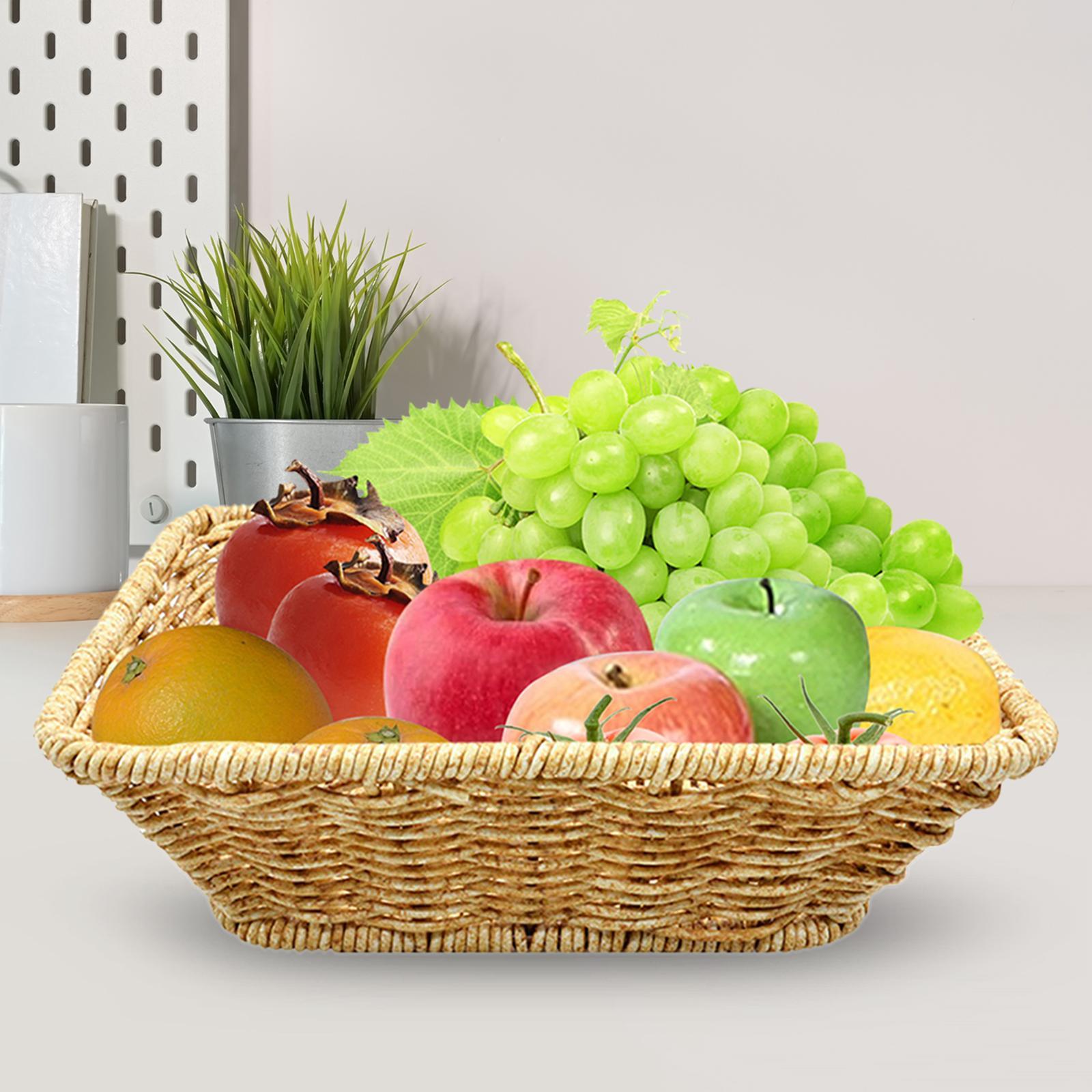 Woven Fruit Basket Kitchen Fruit Bowl, Food Serving Holder Farmhouse Decor Multifunctional Food Vegetables Serving Basket for Vegetables, Camping