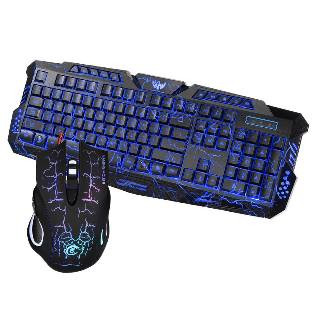 J10 English Character Backlight Cracked Gaming Mouse Keyboard Combo Set