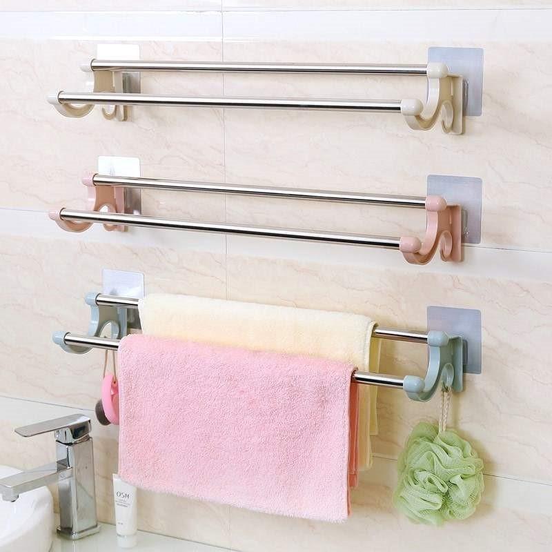 Giá Treo Khăn Dán Tường Nhà Tắm Nhà Bếp Không Cần Khoan Vít