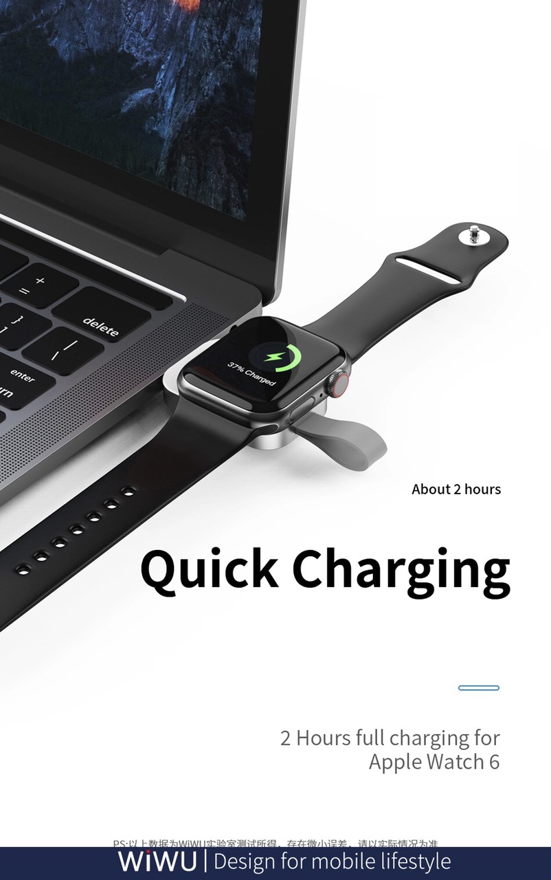 Sạc  đồng hồ không dây Wiwu Wireless Charger M16 Pro cho đồng hồ thông minh tương thích với series 8/ Ultra/7/6/5/4/3/2/1 (38mm, 40mm, 41mm, 44mm, 45mm) - Hàng chính hãng