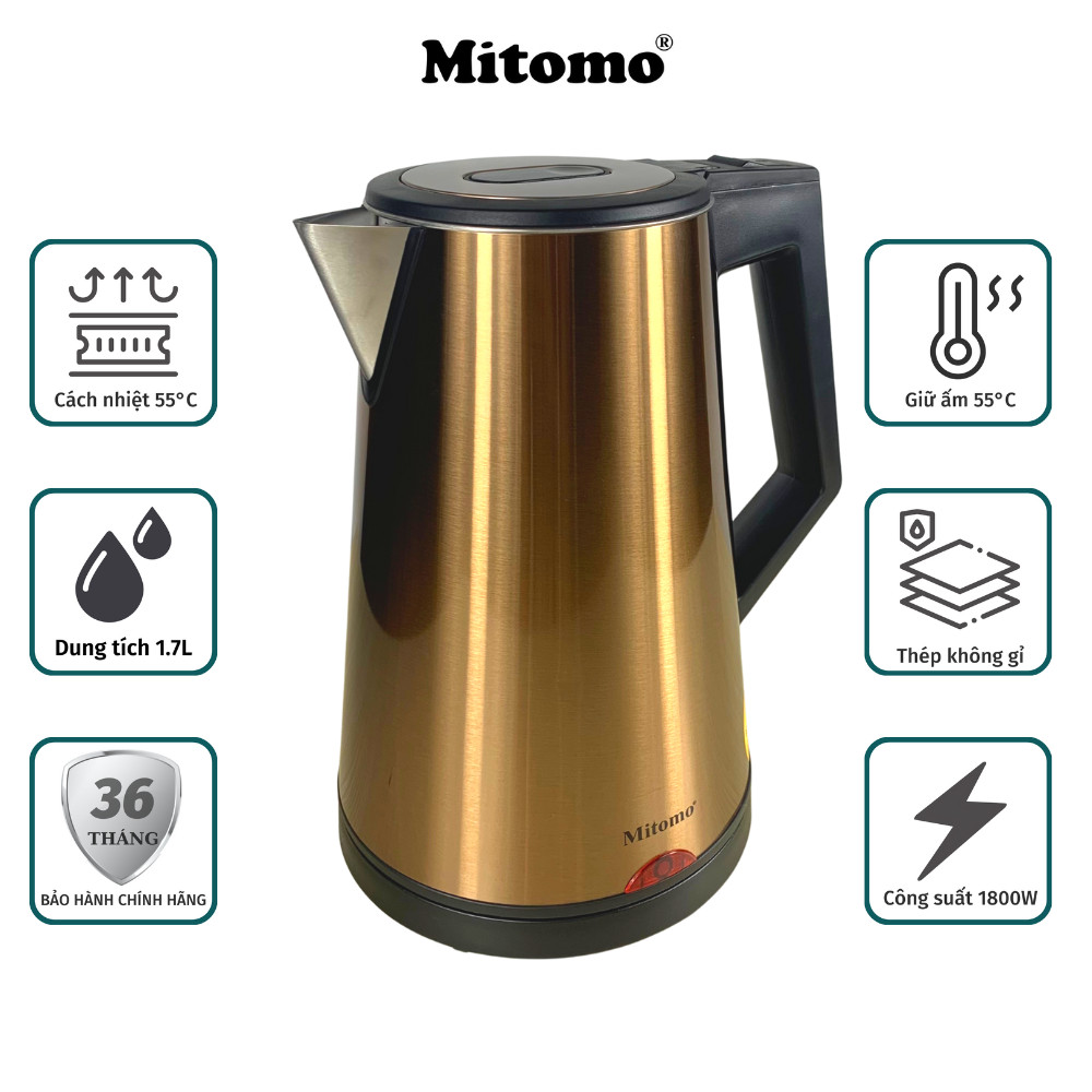 Ấm siêu tốc inox 3 lớp Mitomo ST-631 (1.7L)