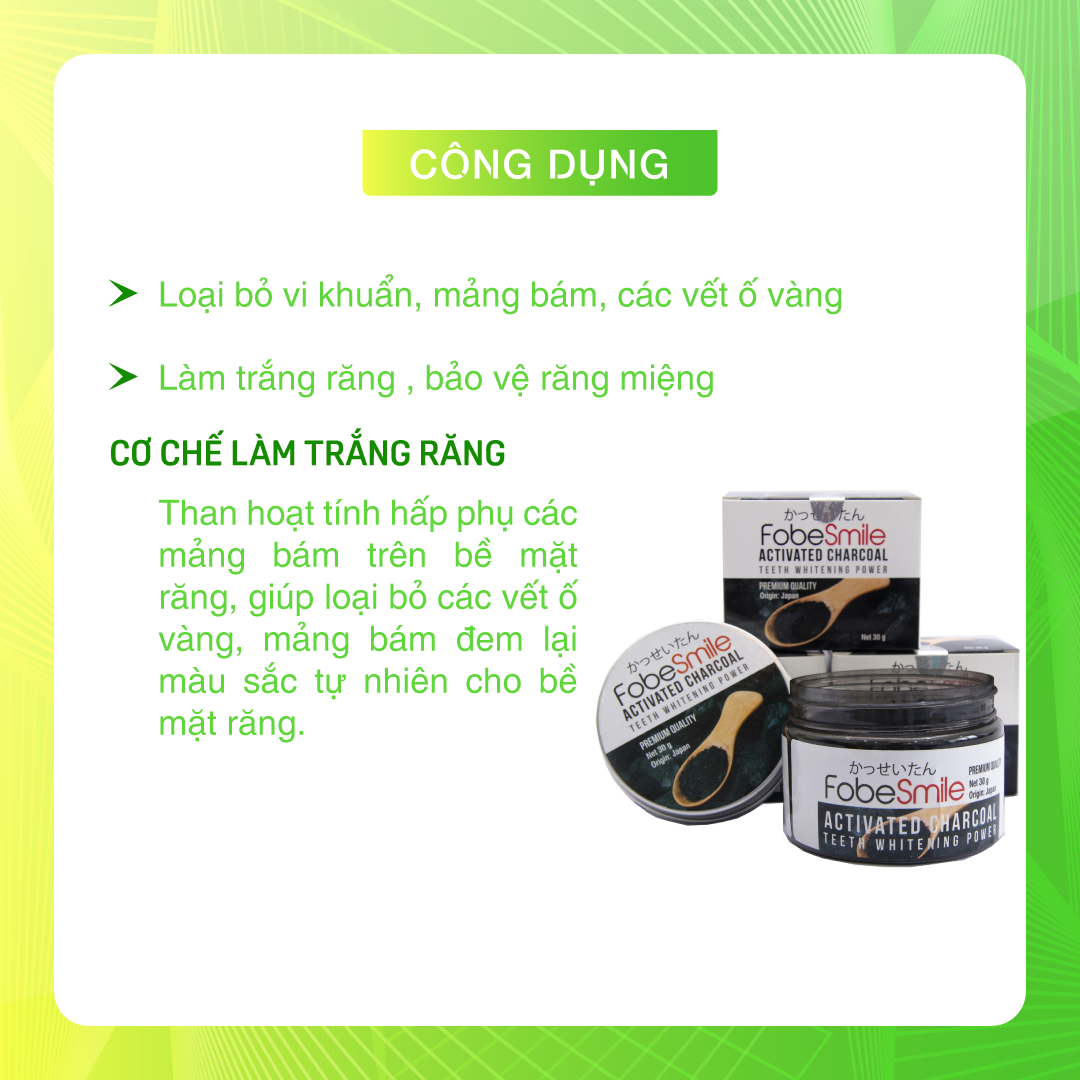 Bột trắng răng Nhật Bản- Fobe Smile- Hũ 30 gram