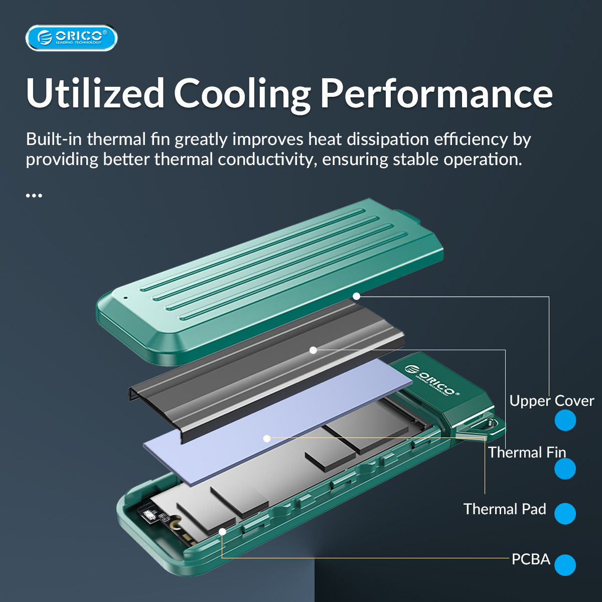 Hộp Ổ Cứng NVMe M.2 SSD USB 3.1 Gen 2, Xanh Lá, ORICO MM2C3-G2-GR-BP Hàng Chính Hãng