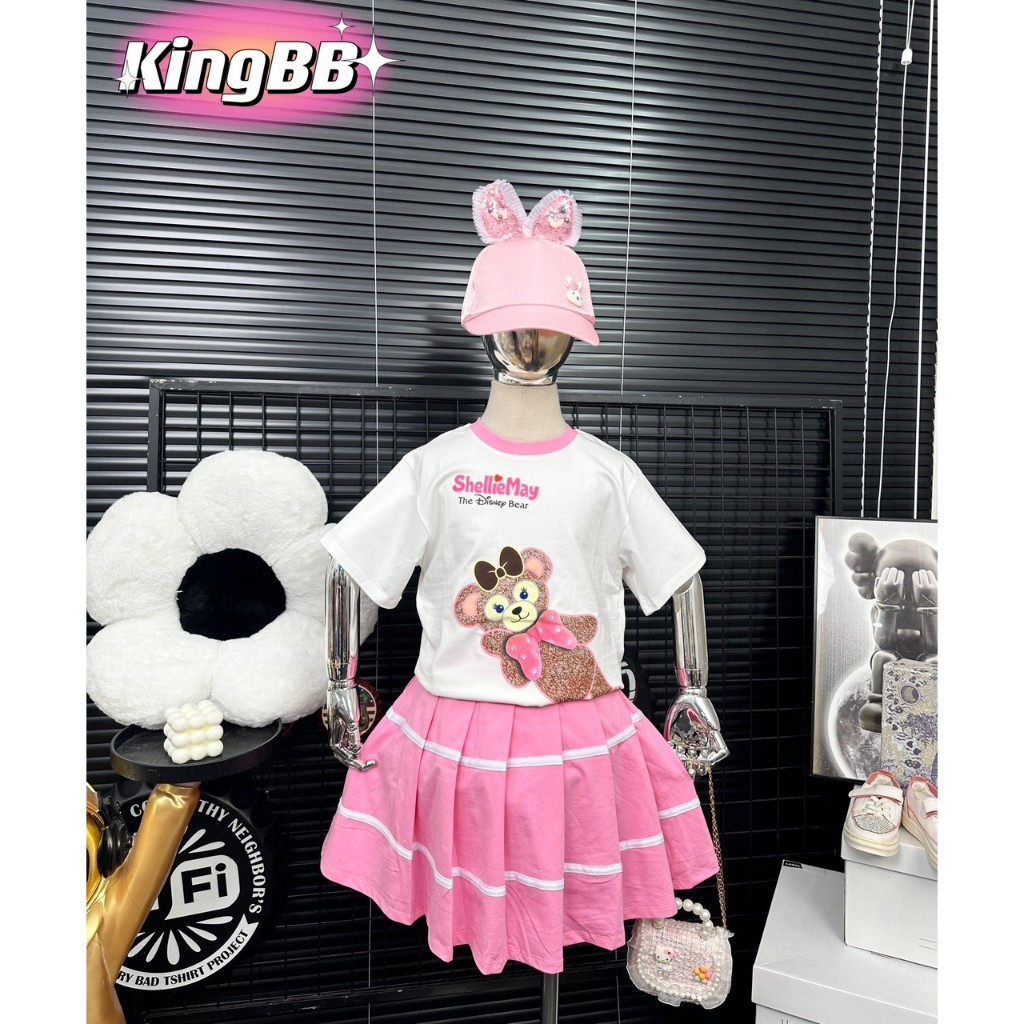XẢ HÀNG LẺ SIZE Đồ bộ giả váy cho bé gái hình gấu dễ thương chất cotton