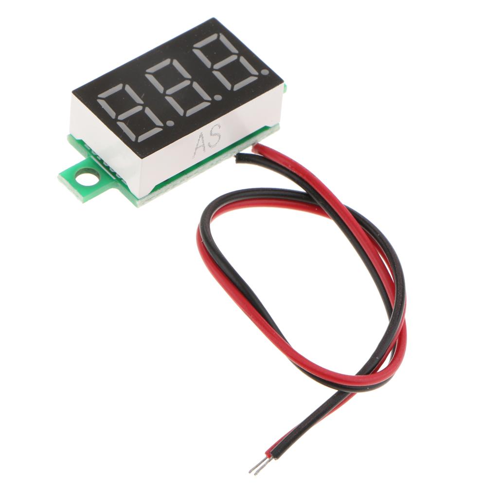 DC 4.8-30V 2 Dây Màn Hình LED Màu Đỏ Hiển Thị Kỹ Thuật Số Điện Áp Vôn Kế Bảng Điều Khiển Xe Ô Tô Xe Máy