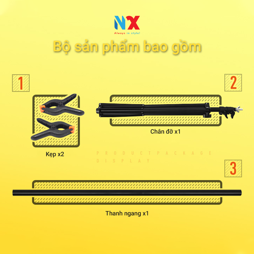 Combo Khung giá treo phông nền chữ U dùng trong studio kích thước 2x3m và Khung chữ T