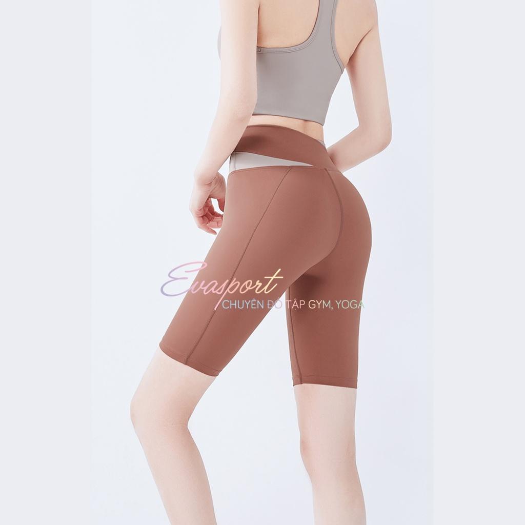 Set bộ đồ tập gym nữ gồm áo bra quần legging đùi chéo, yoga, aerobic, zumba chạy bộ, vải thun thoáng mát tôn vòng 3 Eva