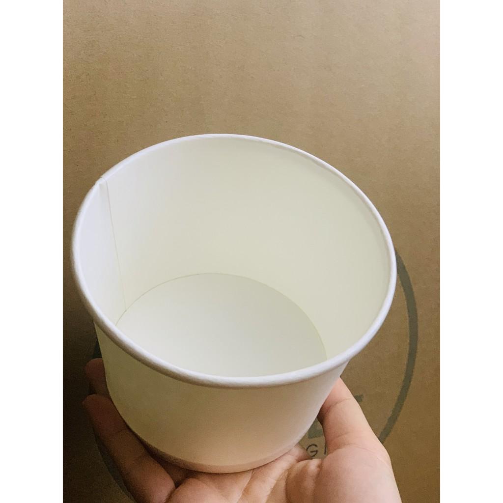 100 Bát giấy 20oz 600ml 115x90x90mm gồm nắp trắng trơn