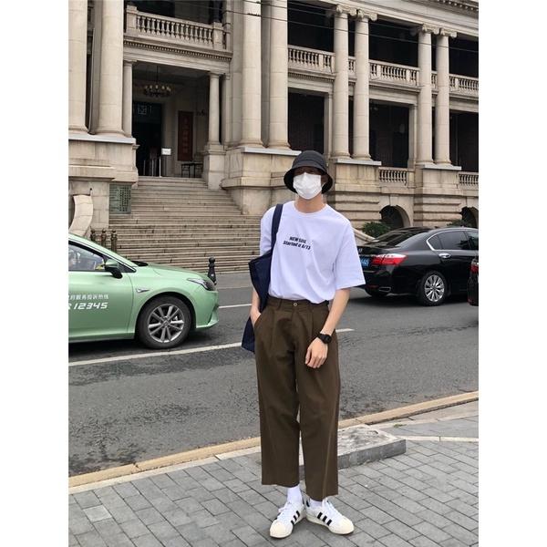 Quần Kaki Ống Rộng Unisex Quần Kaki Hàn Quốc