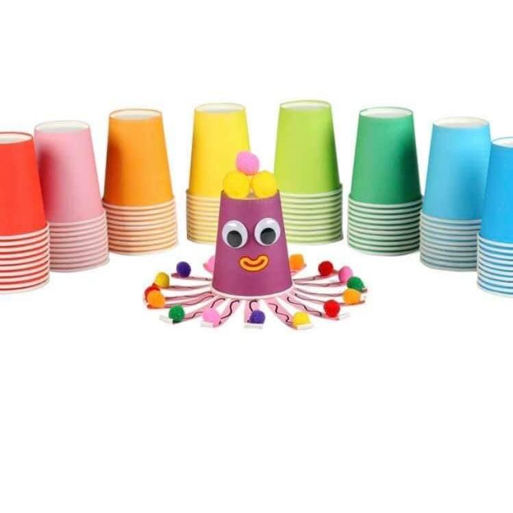 Set 10 cốc giấy nhiều màu cho bé