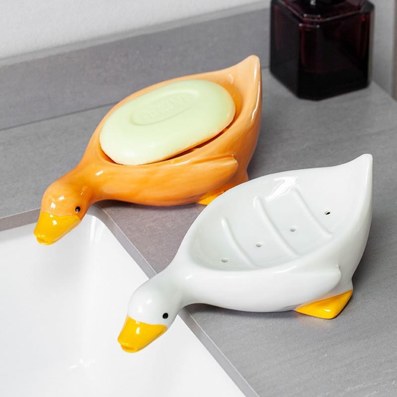 Khay Để Xà Phòng Không Tích Nước Bằng Sứ Hình Con Vịt Để Bồn Rửa Nhà Tắm