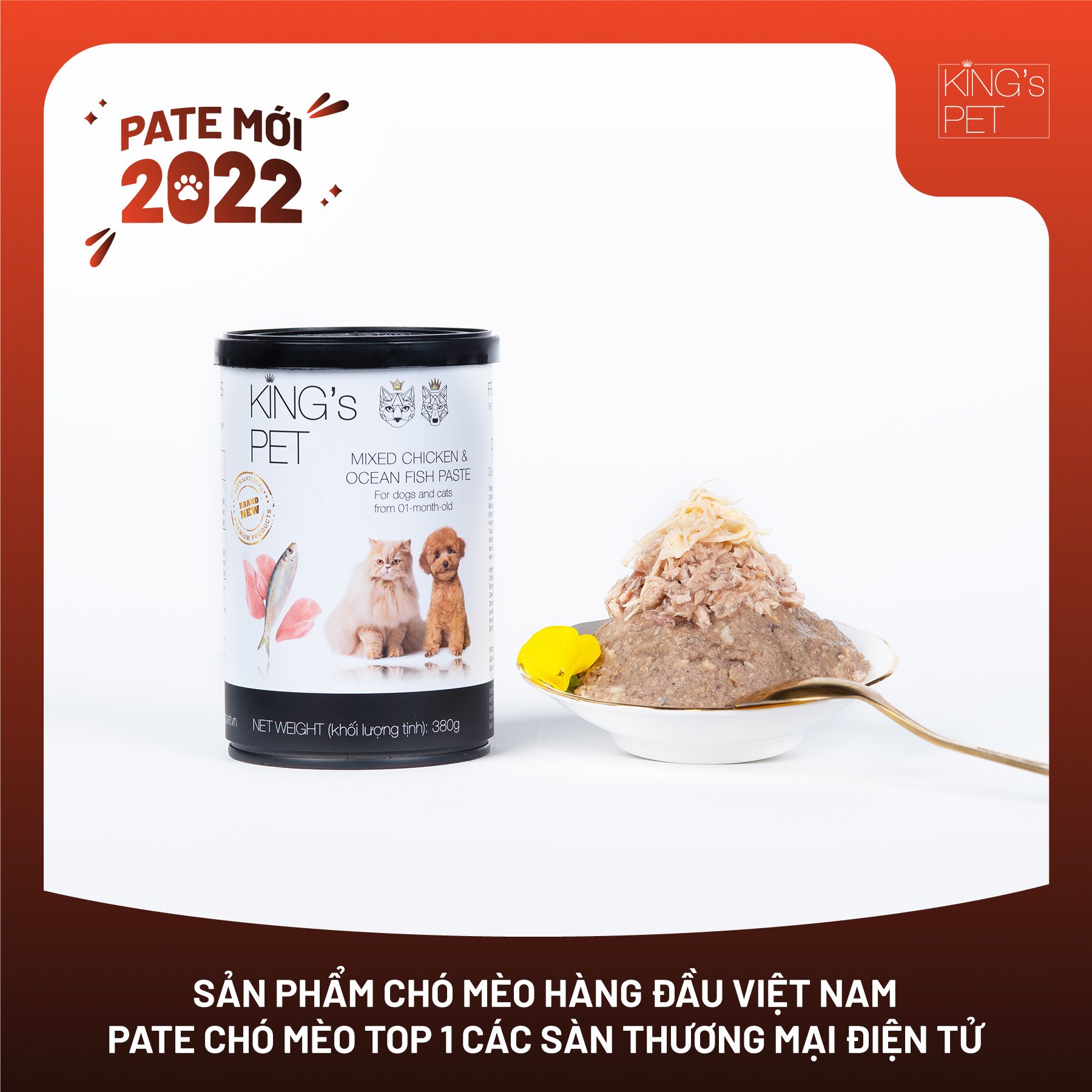 PATE KING'S PET CHO CHÓ MÈO LON 380GR