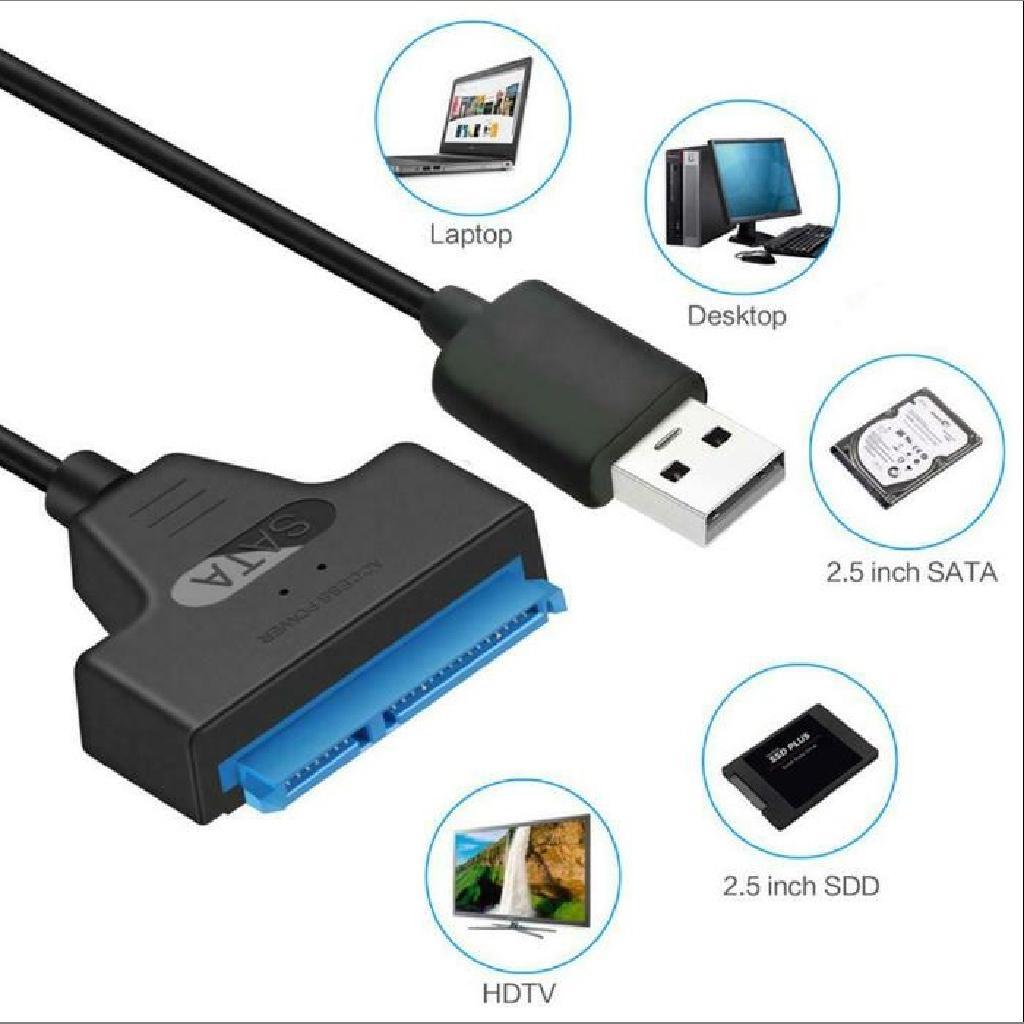 Cáp Chuyển Đổi Usb 2.0 Sang Sata 22-Pin Cho Ssd / Laptop / Usb 2.0 Cứng