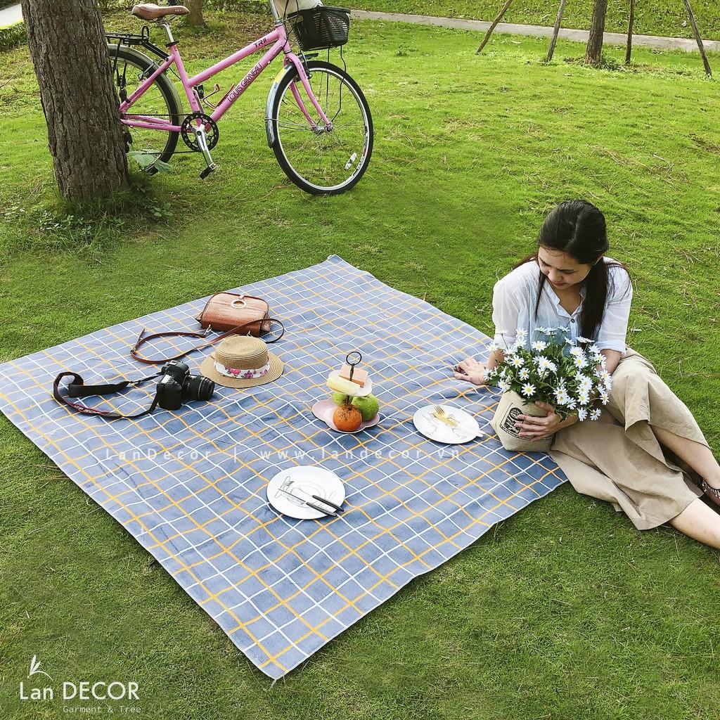 Thảm picnic gấp gọn, Thảm dã ngoại, Khăn tấm trải du lịch chụp ảnh picnic, trải bàn ăn kẻ caro, Thảm chụp ảnh