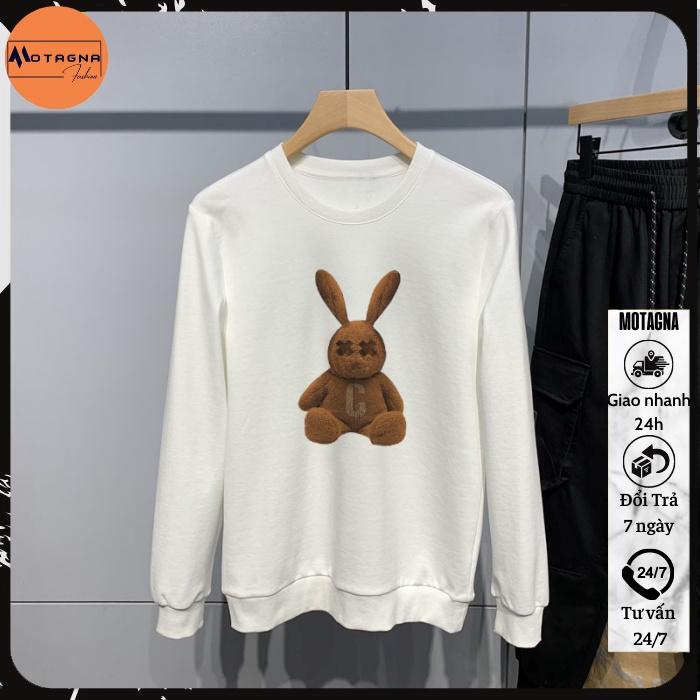 Áo nỉ nam chất mịn, Áo thu đông chất đẹp dày dặn hot trend in Thỏ Nâu mã NZ681