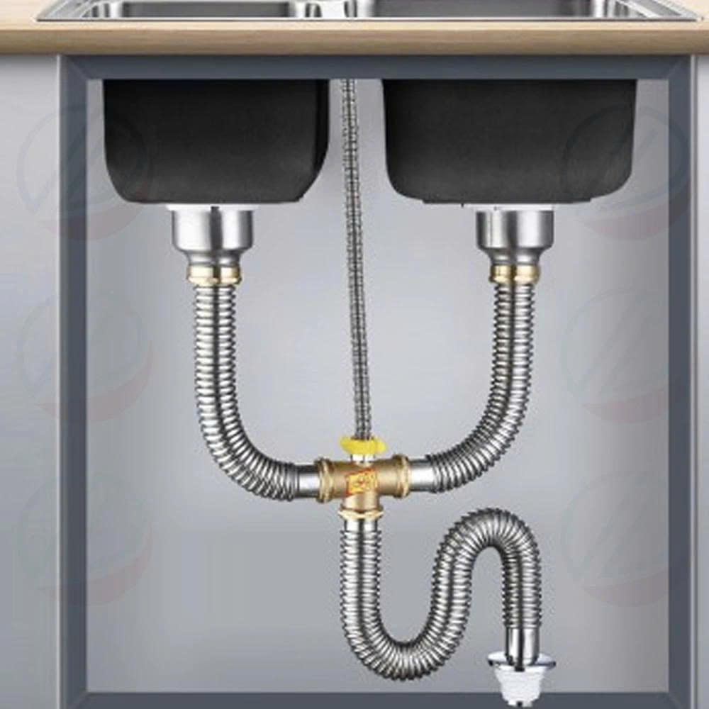 Bộ Xả Chậu Chén Xi Phông Inox 2 Hộc Phụ Kiện Thau Chịu Nhiệt Cao Thoát Nước Nhanh - Lỗ xả bằng nhau phi 110 (lọt lòng 90)