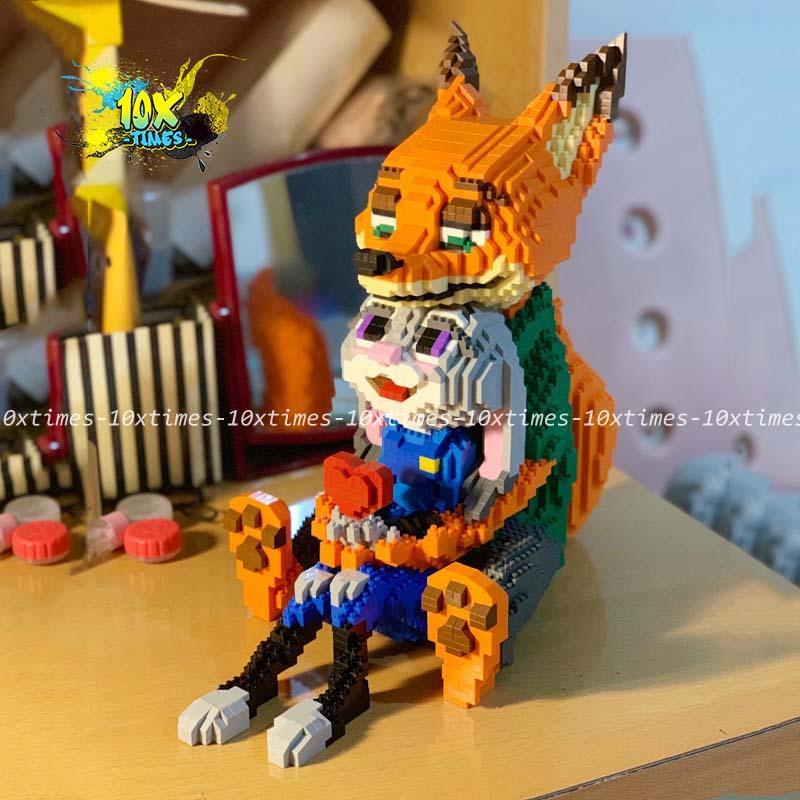 size 42 cm) mô hình lắp ráp 3d thỏ Juddy Hopps và cáo Nick dễ thương - set cáo thỏ 1