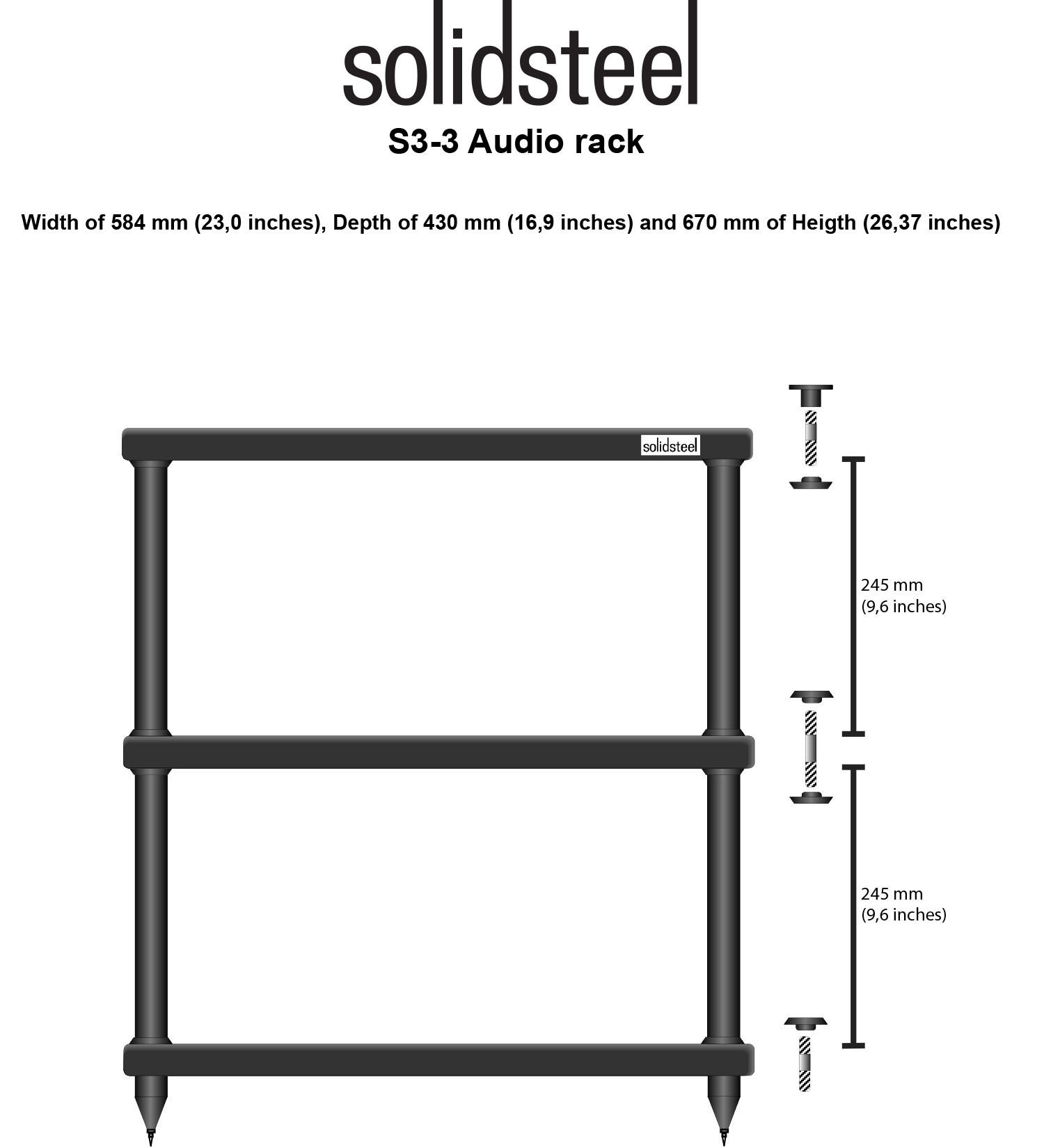 KỆ AMPLY SOLIDSTEEL S3-3 BLACK HÀNG CHÍNH HÃNG NEW 100%