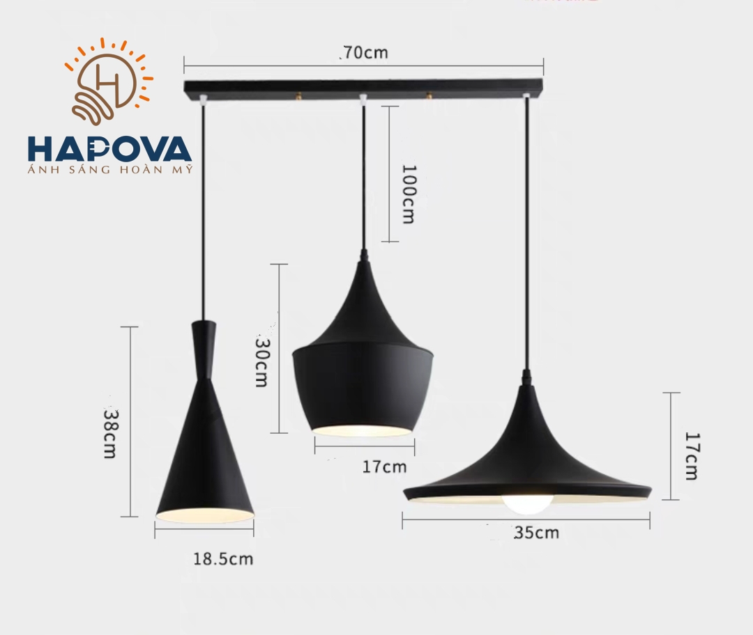 Đèn trần trang trí bàn ăn phòng khách thả Bắc Âu HAPOVA KUSUM 5003 + Tặng kèm bóng led AS Vàng