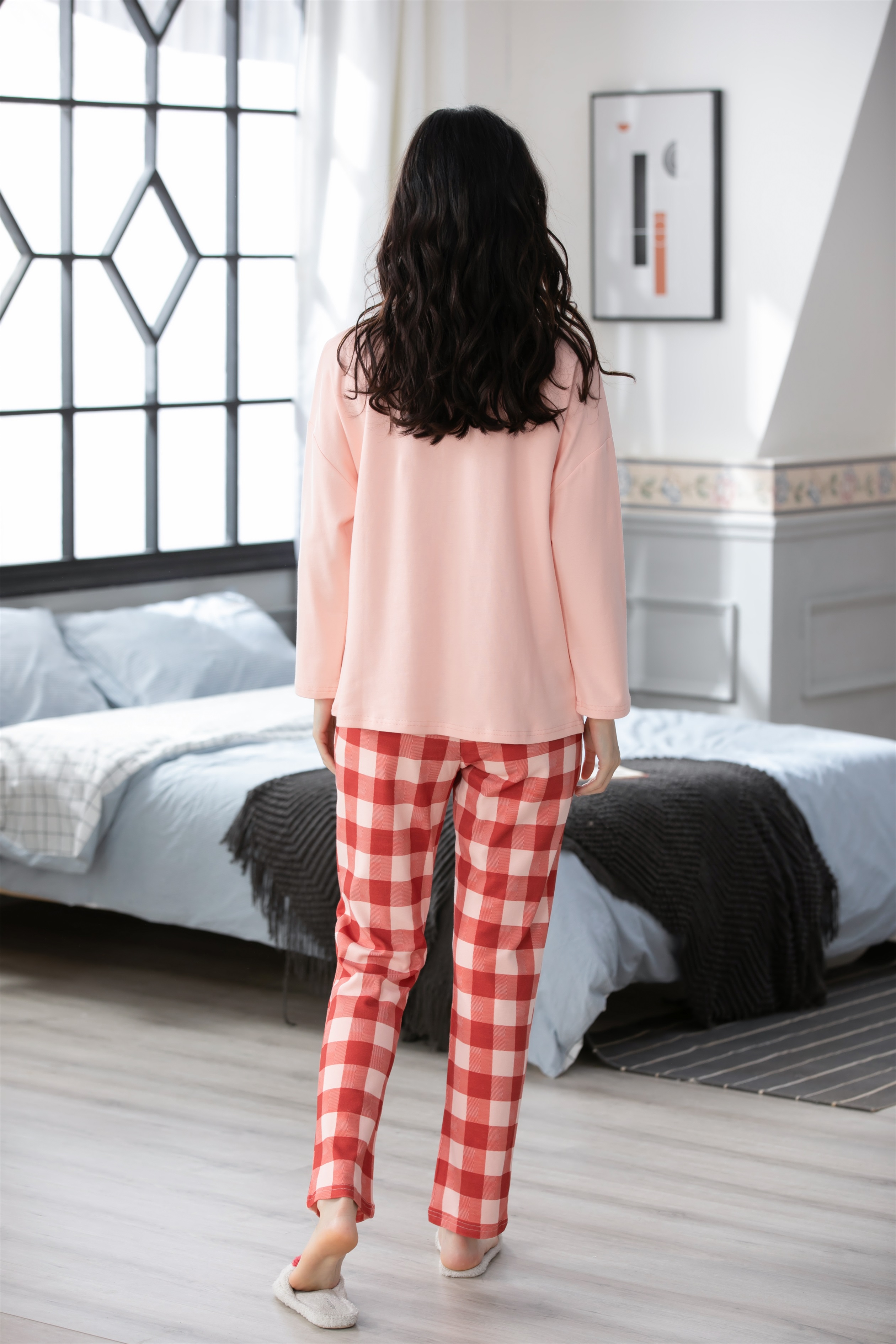 Trang phục thu đông nữ mặc nhà cotton dày dặn 8645