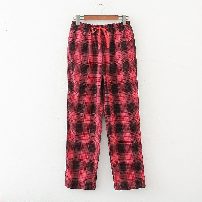 Quần pyjama nữ vải cotton suông rộng họa tiết kẻ caro đỏ đen (C343)