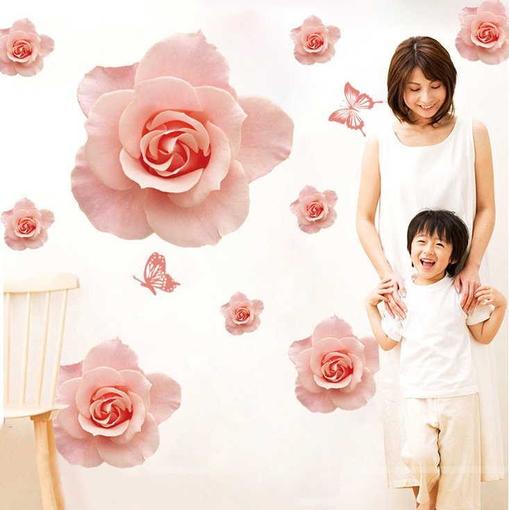Decal dán tường hoa hồng hiện đại sang trọng